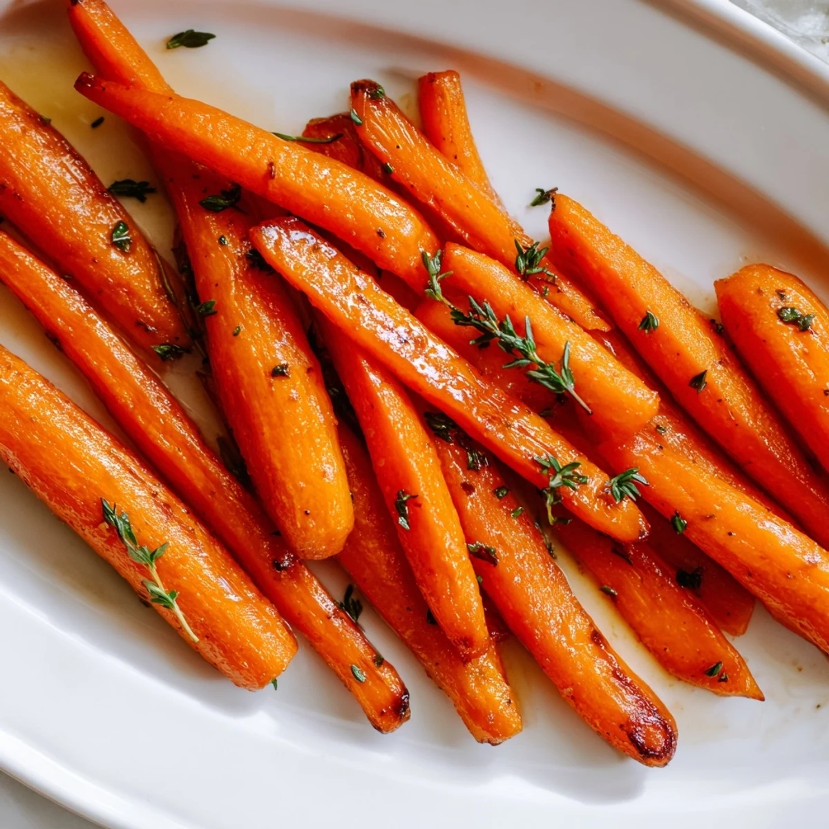 Roasted Carrots with Maple Syrup Glaze served warm on a platter, ready to accompany any meal.