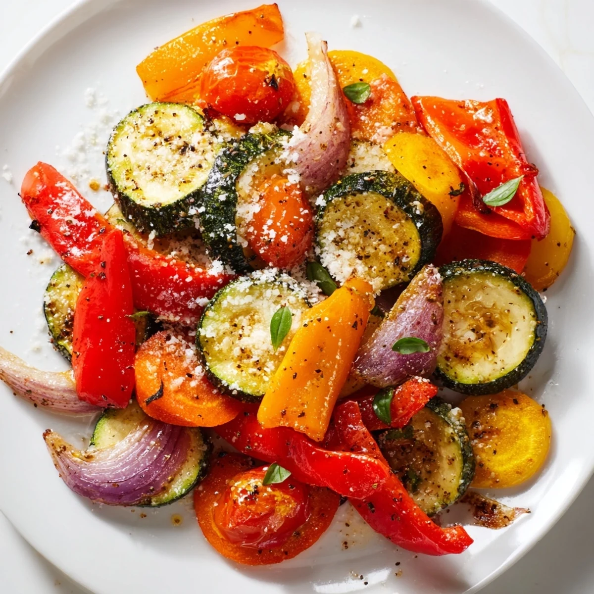 Roasted Veggies with Italian Seasoning served warm from the oven, mingling with aromatic garlic and herbs.