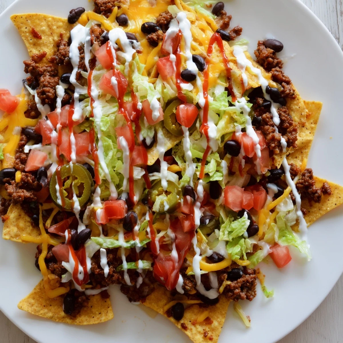 Customizable nacho bar spread with crispy chips, savory toppings, fresh guacamole, sour cream, and zesty lime wedges, perfect for entertaining.