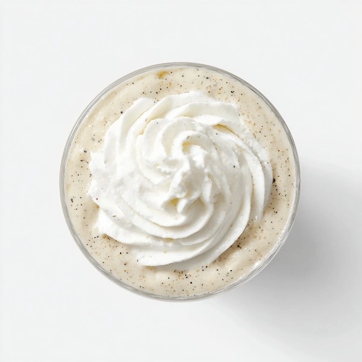 Creamy Starbucks Vanilla Bean Frappuccino blended with ice and vanilla bean ice cream, ready to sip.