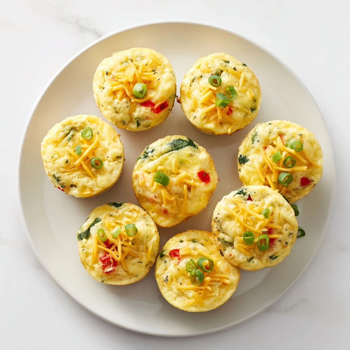 Easy Muffin Tin Cottage Cheese Egg Bites fresh from the oven on a rustic table.