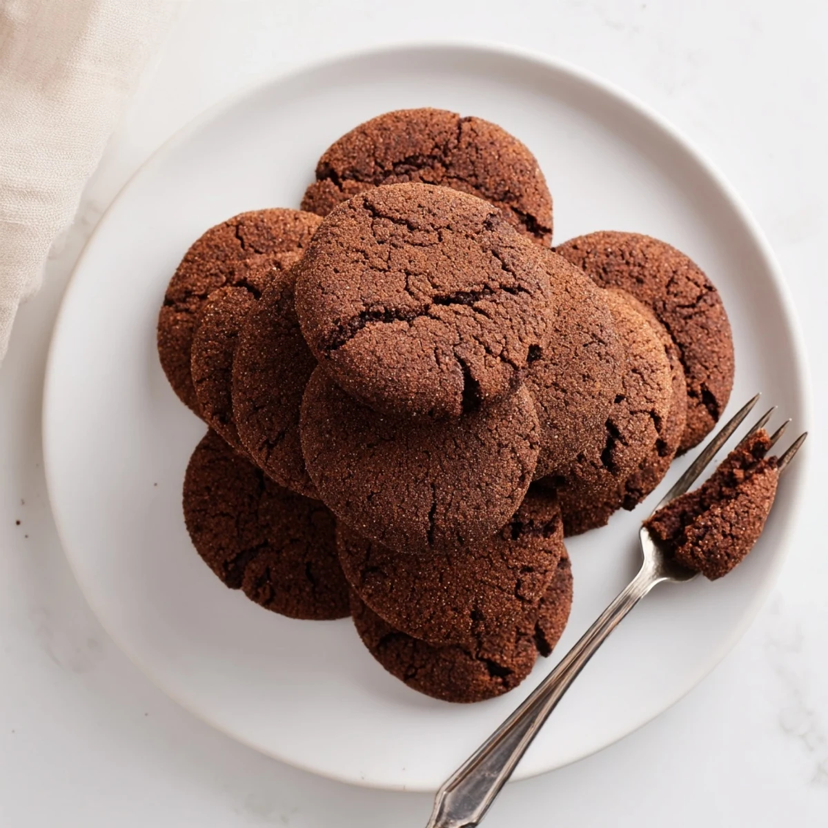 Perfect Chocolate Snickerdoodles paired with a tall glass of cold milk on a rustic wooden table.