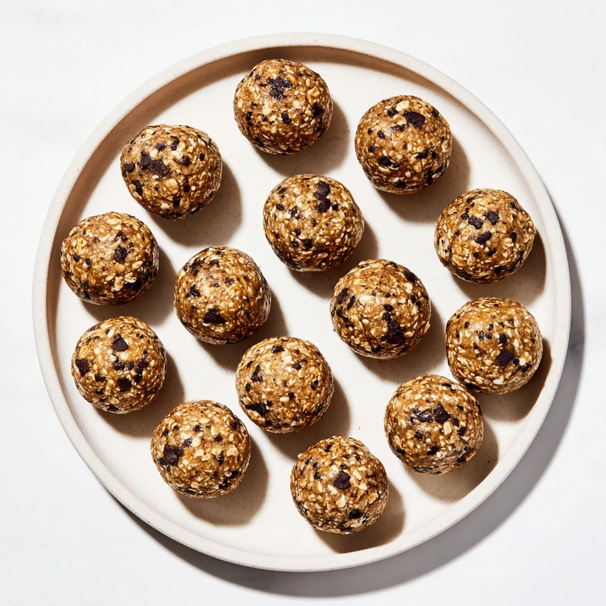 Soft Mint Chocolate Chip Protein Balls served on a small tray, perfect for a post-workout snack.