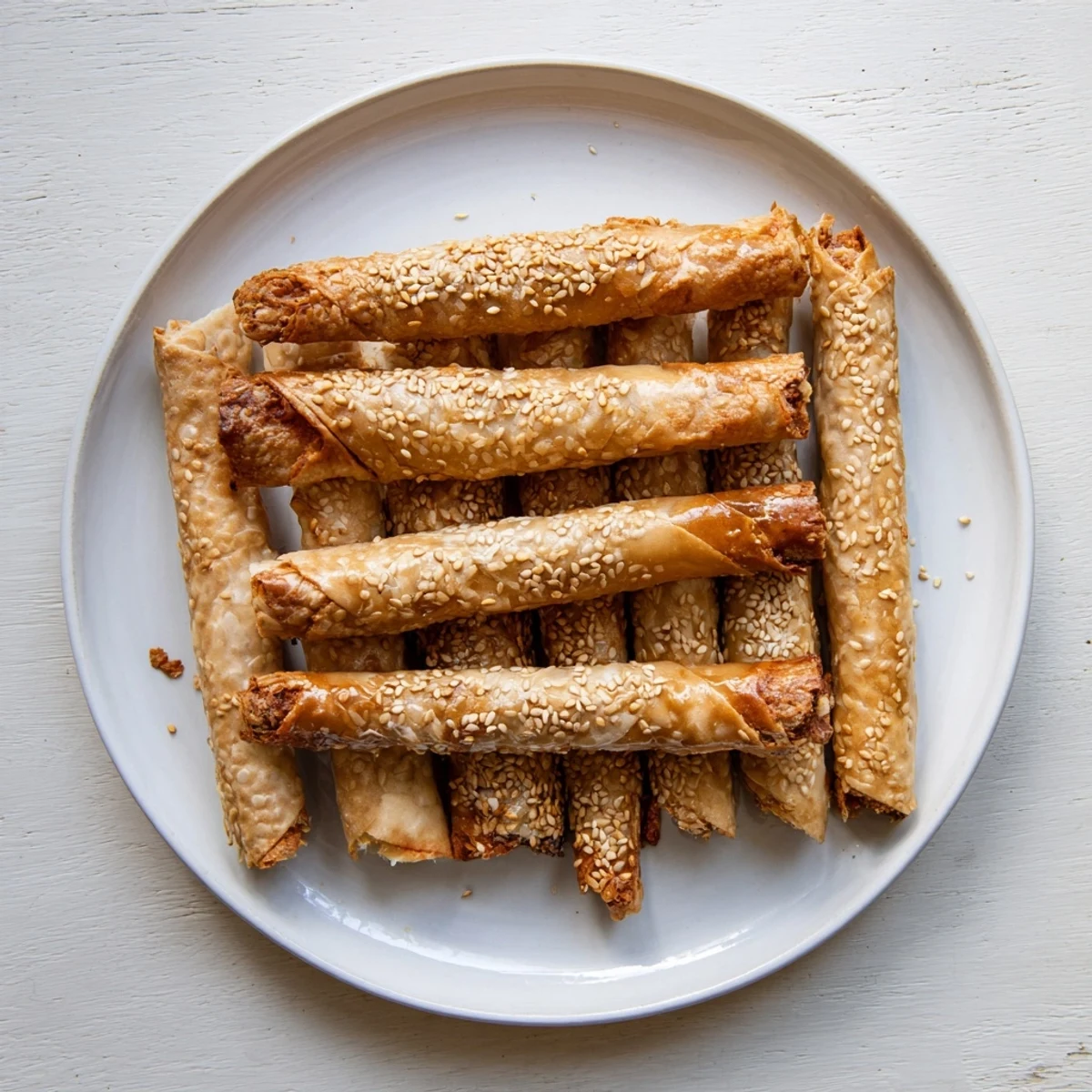Hand-rolled Moroccan honey almond cigars filled with fragrant cinnamon almond paste and honey coating