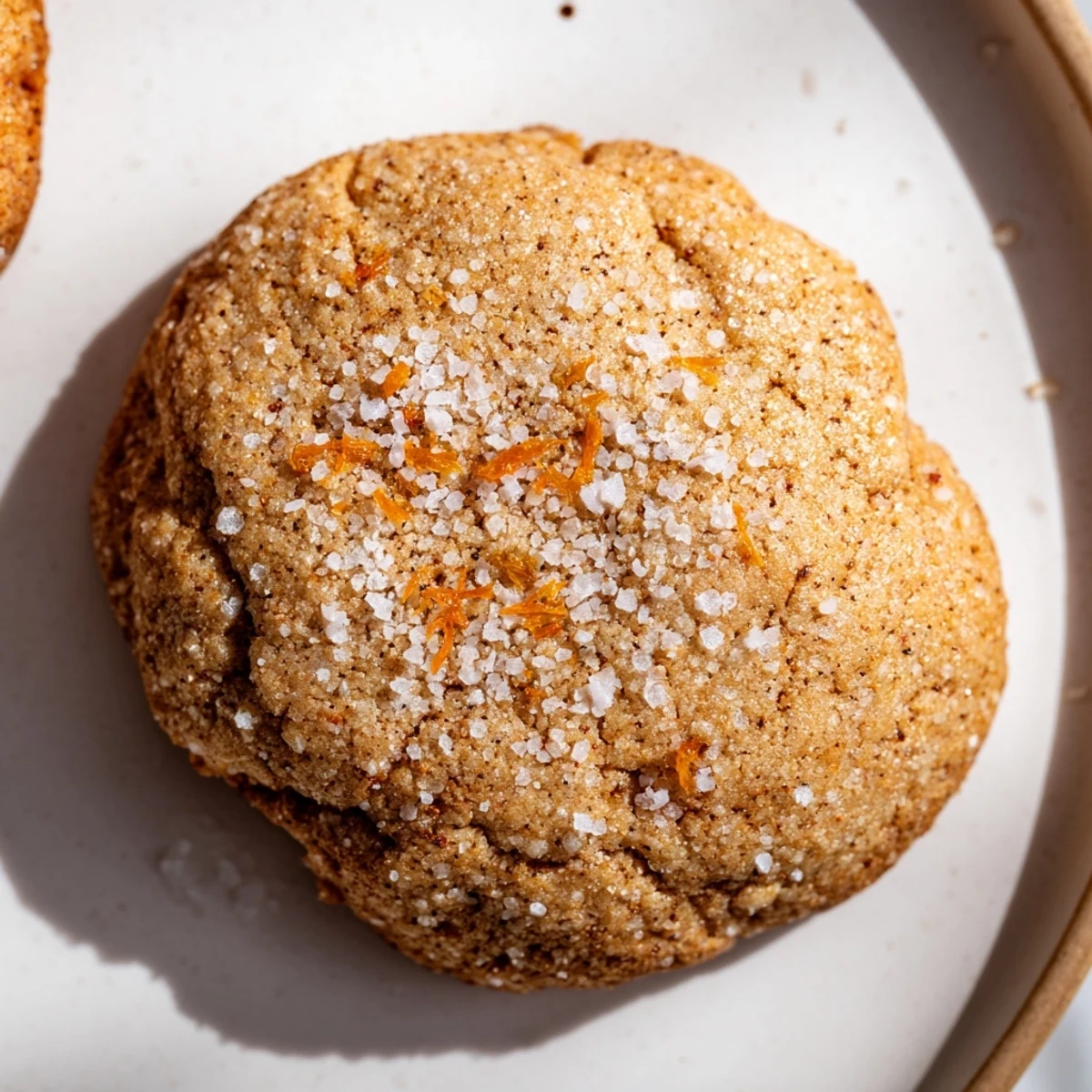 Stack of spiced orange clove cookies garnished with fresh orange zest and zest