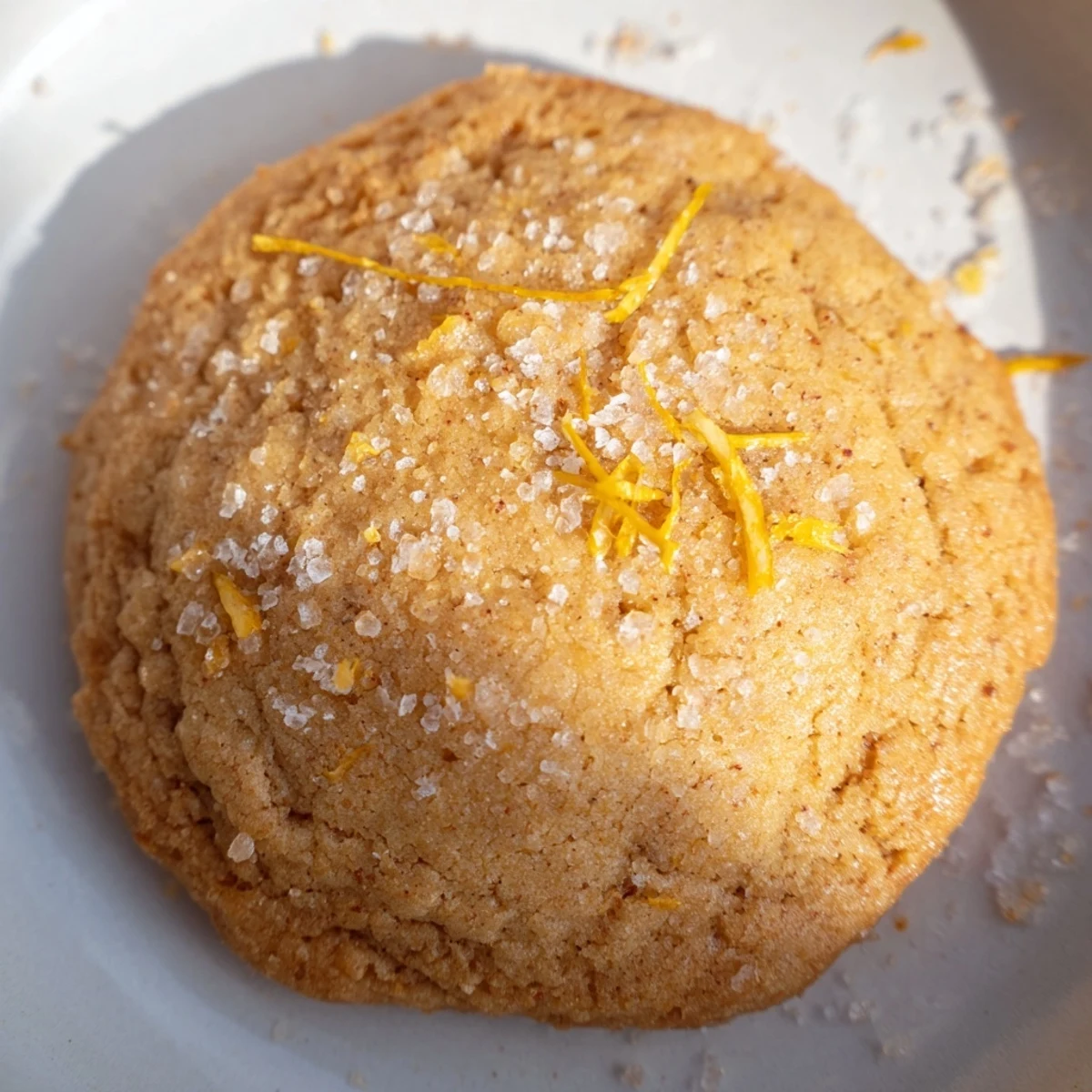 Golden orange clove cookies sprinkled with coarse sugar on a white baking sheet