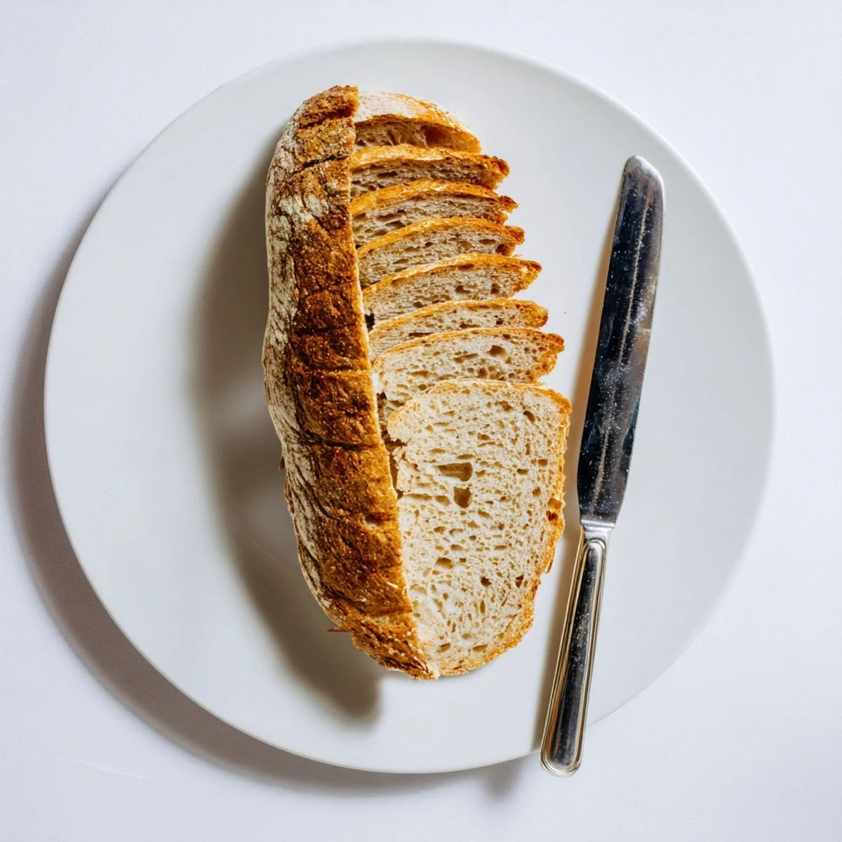 Freshly baked crusty Italian bread with artisanal slashes and perfectly browned surface ready for slicing and serving