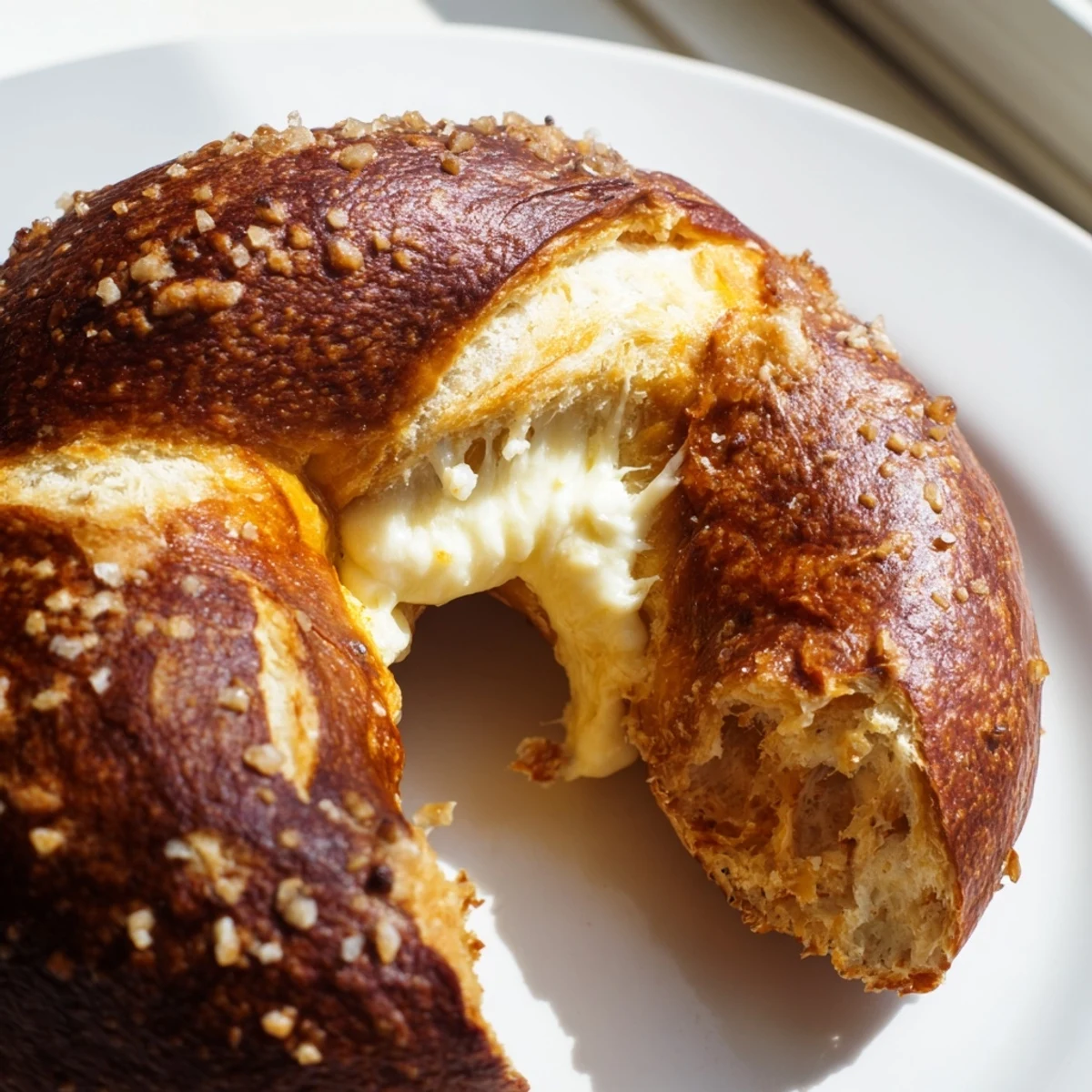 Chewy mozzarella stuffed soft pretzels twisted into classic shapes, fresh from the oven with buttery sheen.