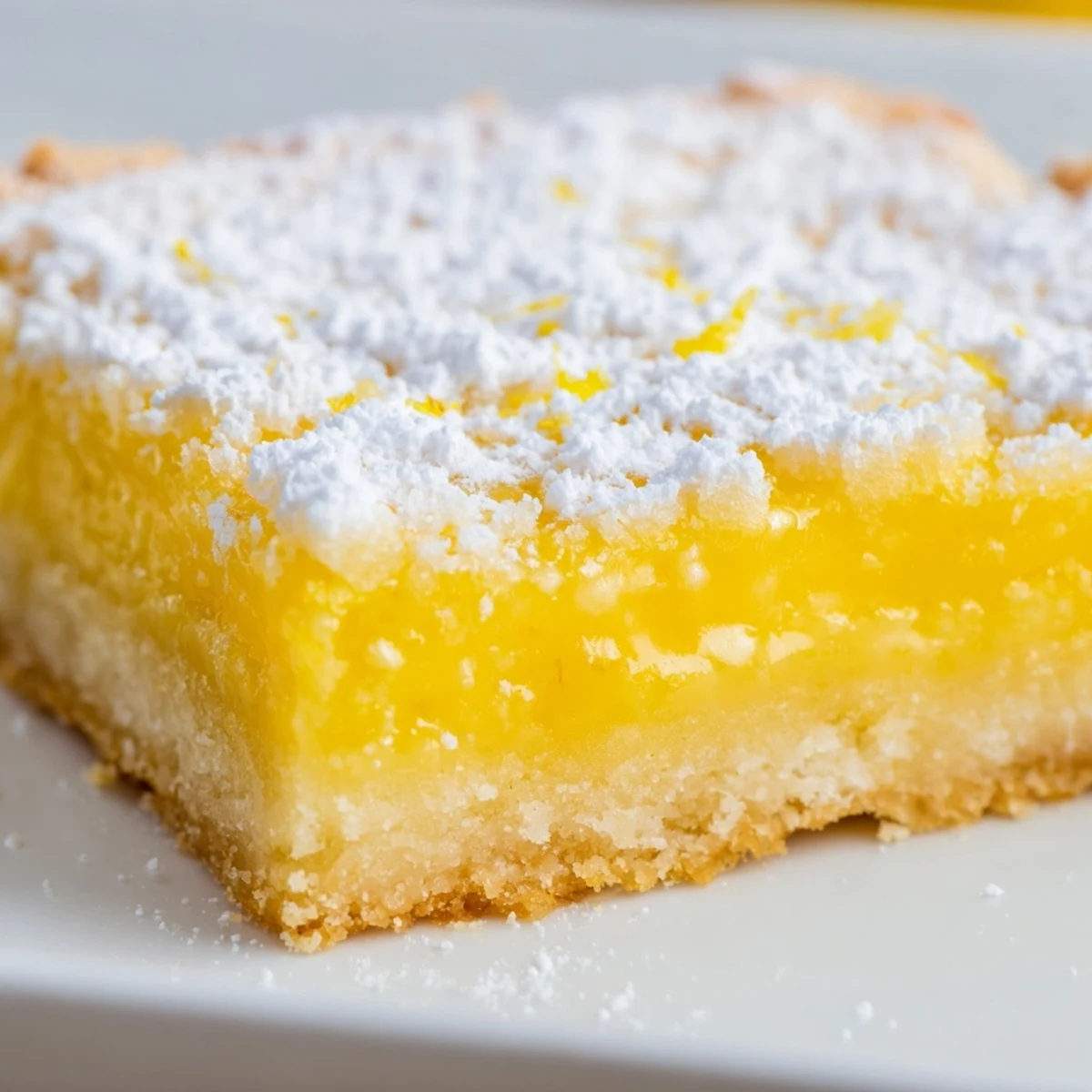 Tangy lemon bars with bright yellow filling atop a buttery shortbread crust
