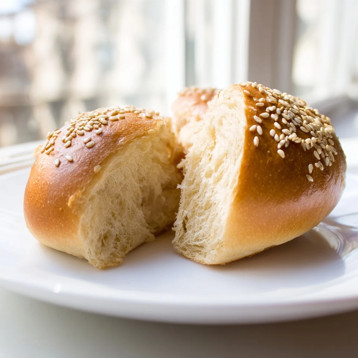 Soft homemade sourdough discard hot dog buns arranged on parchment for summer cookout serving