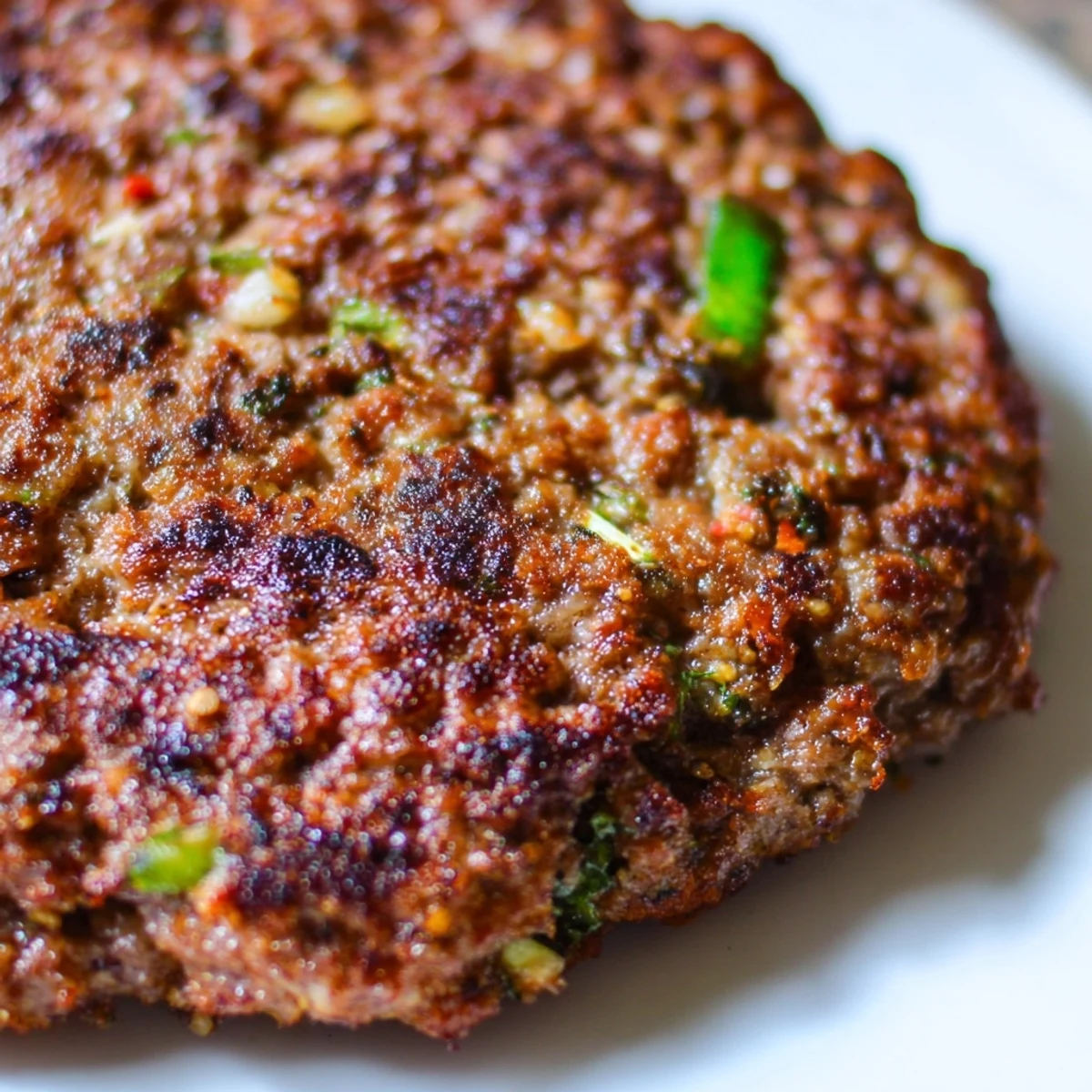 Spiced Pakistani Chapli Kabab served with naan bread and fresh mint chutney