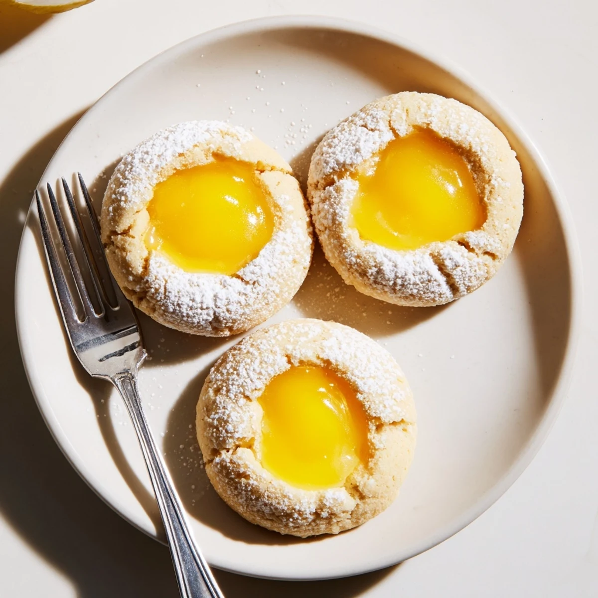 Thumbprint lemon curd cookies with tangy centers and lightly golden crisp edges