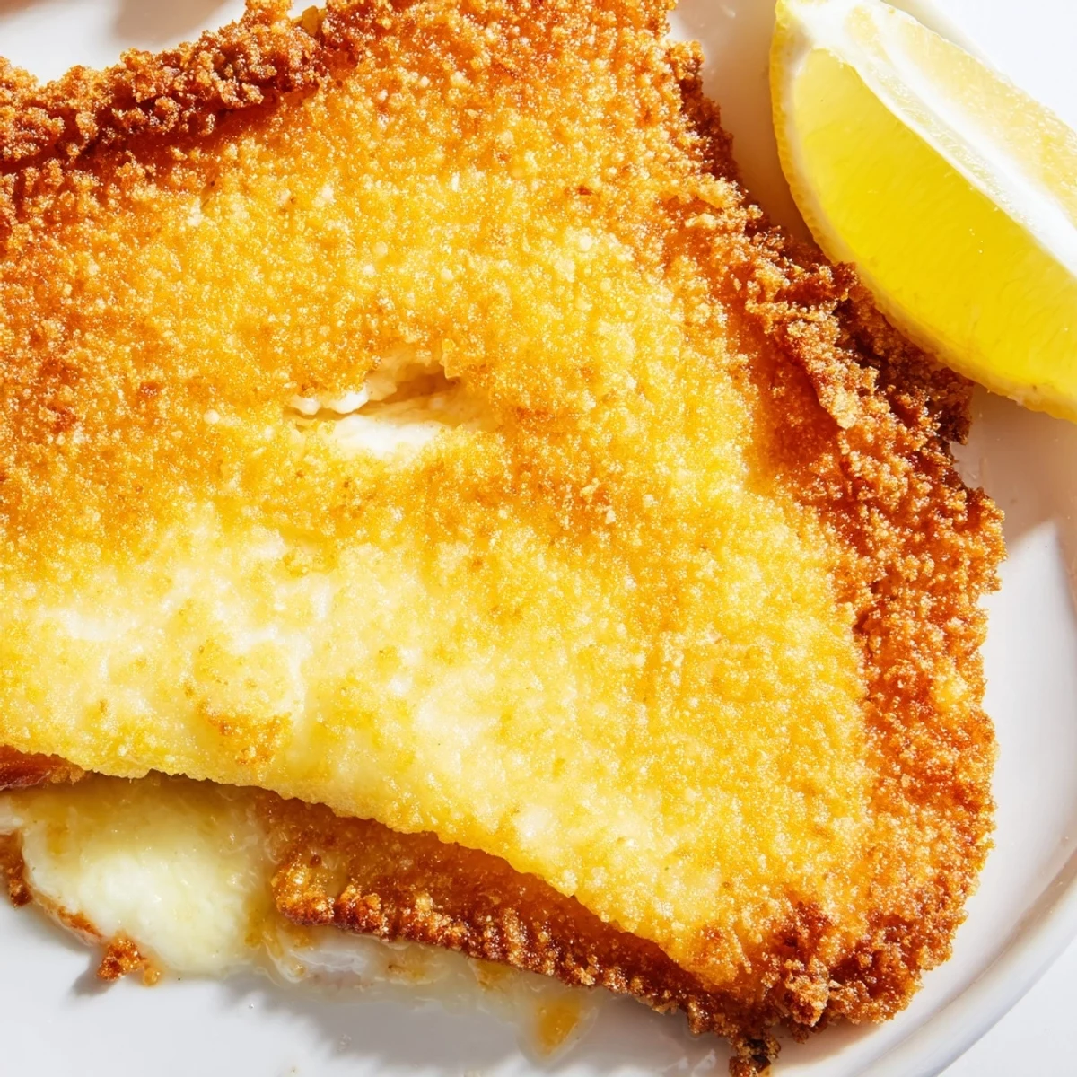 Crispy Greek fried cheese with melty center served hot on white plate