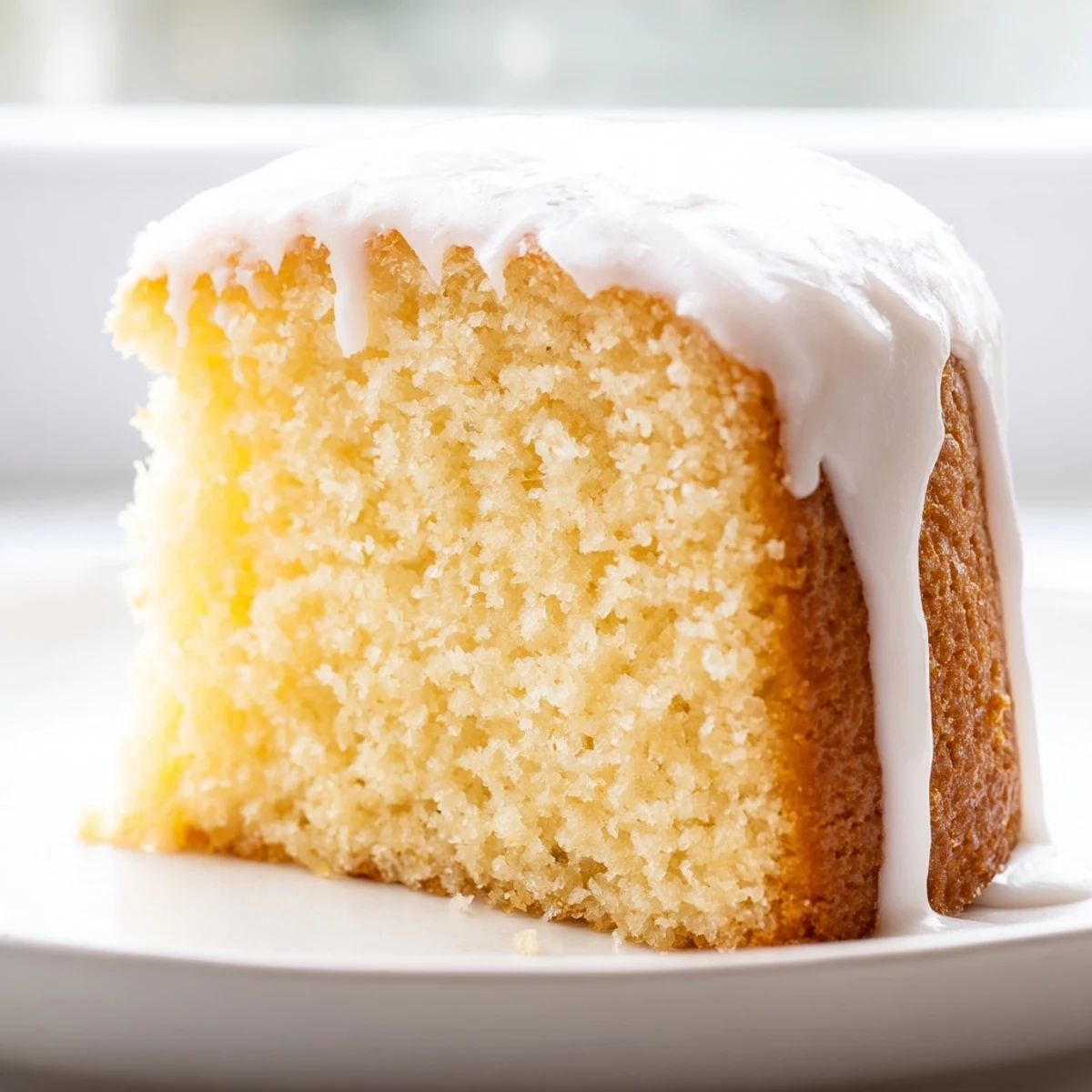 Classic American church cake featuring a delicate crumb topped with sweet powdered sugar icing