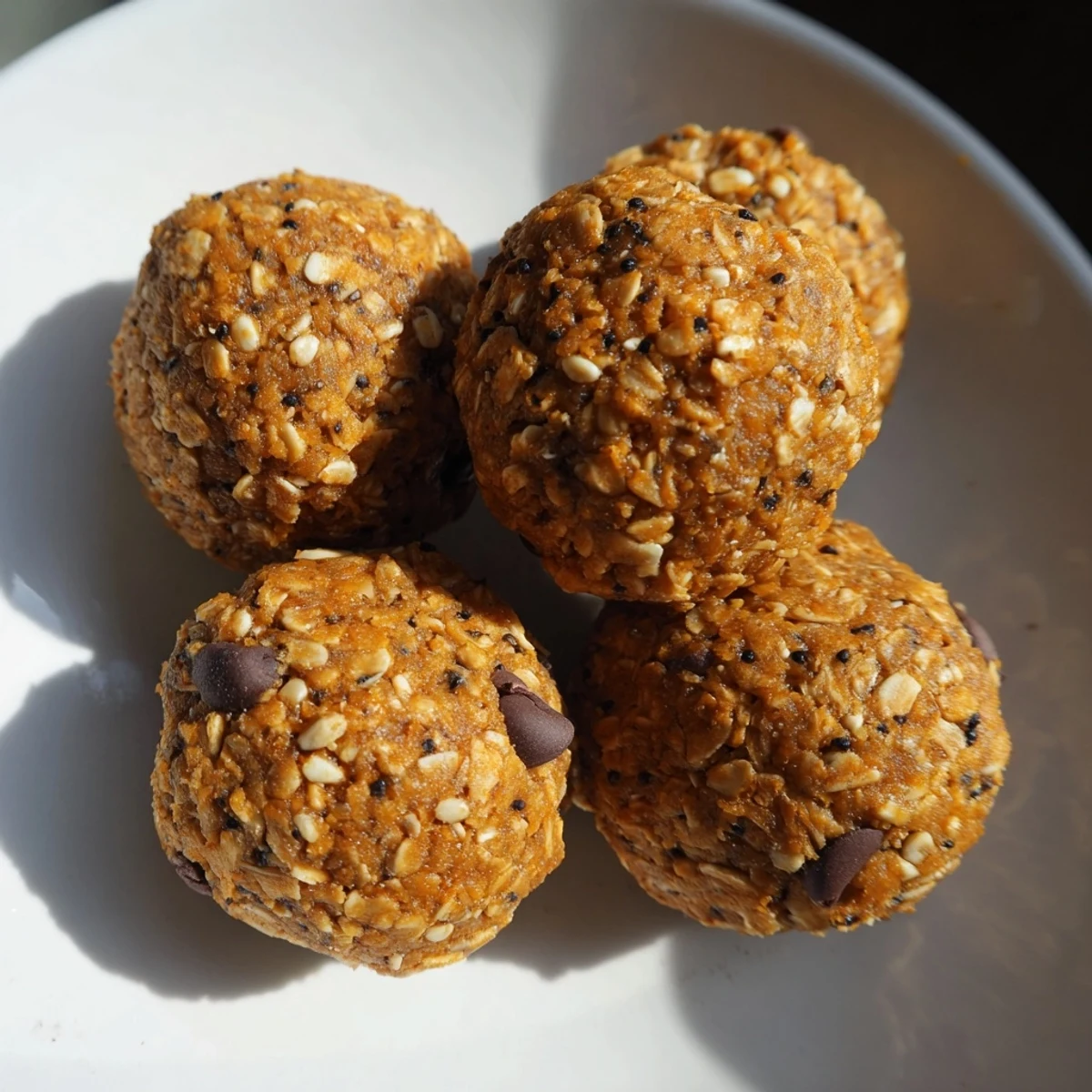 Golden no bake pumpkin protein balls arranged on a rustic wooden serving board