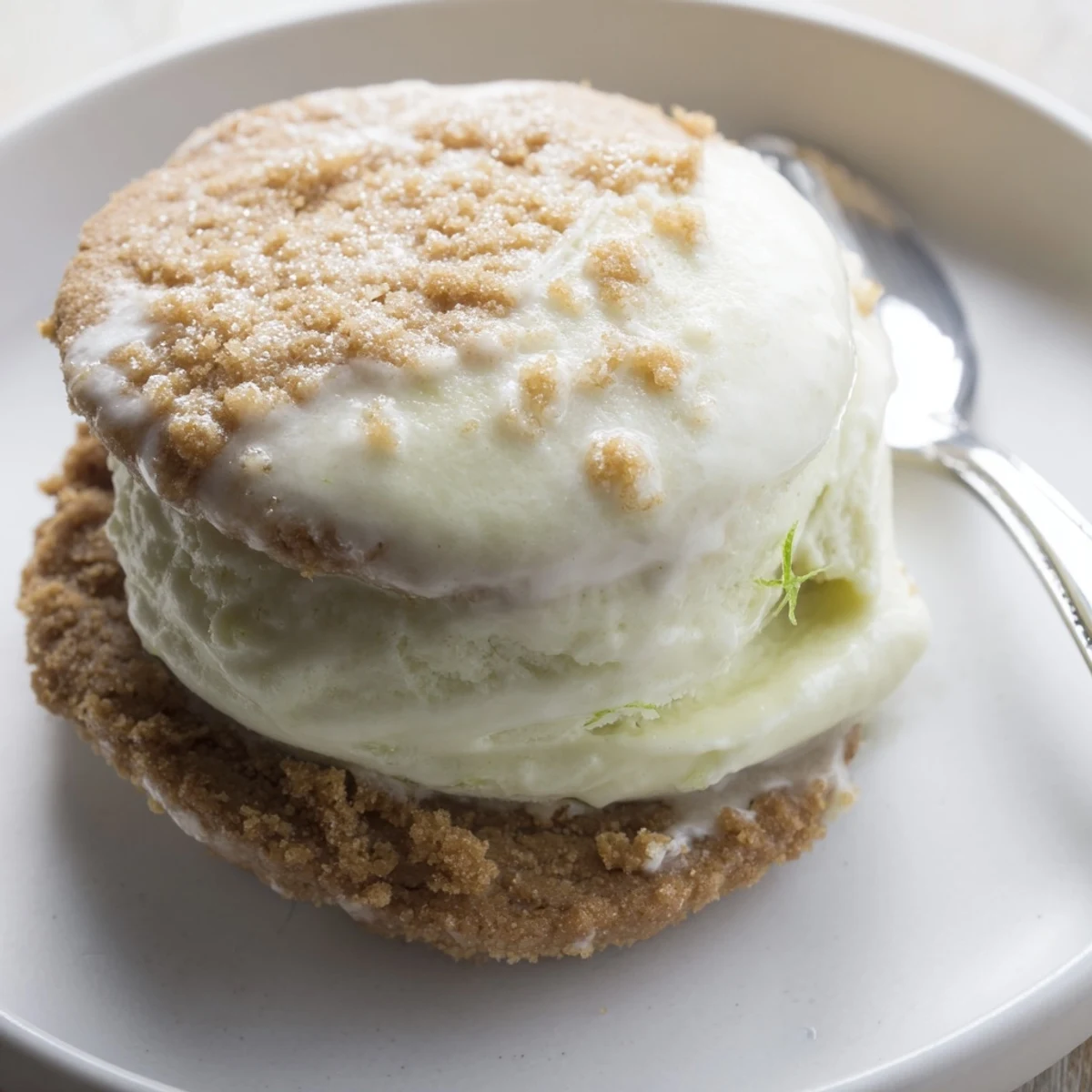 Chilled Key Lime Pie Ice Cream Sandwiches rolled in crushed graham, perfect summer treat