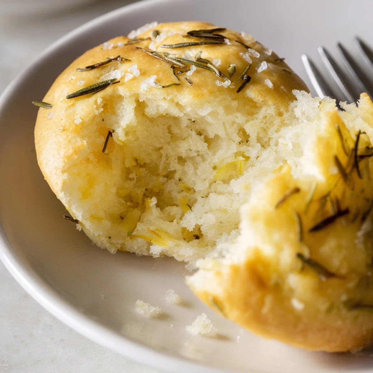 Olive oil brushed, herb-scented bites cooling on a rack, Garlic Rosemary Focaccia Muffins