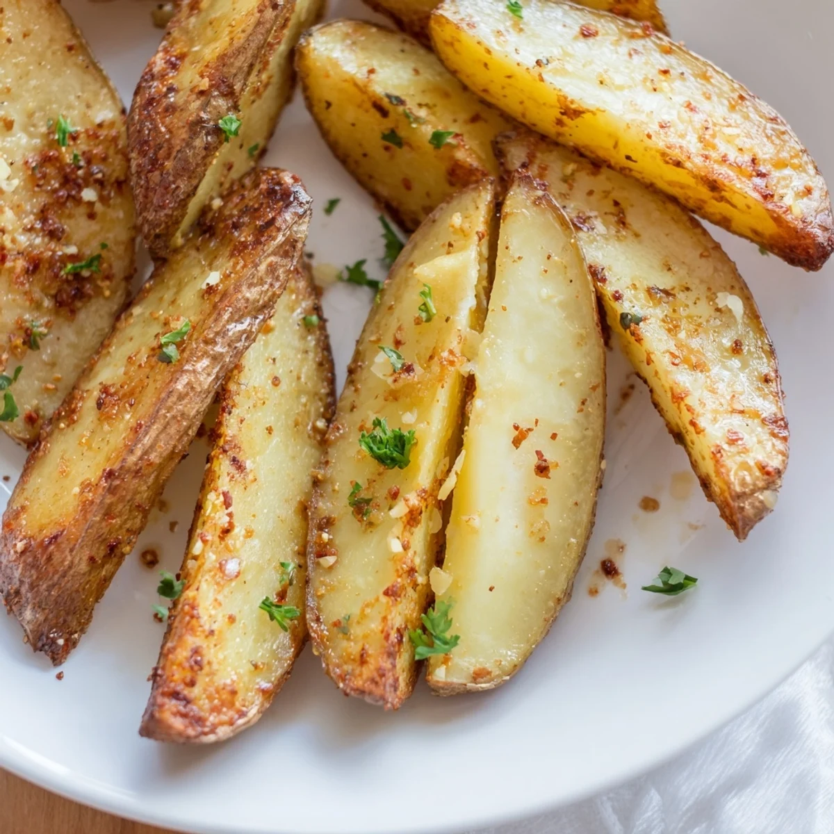 Oven-baked Potato Wedges, fluffy inside and crisp-edged, perfect for dipping