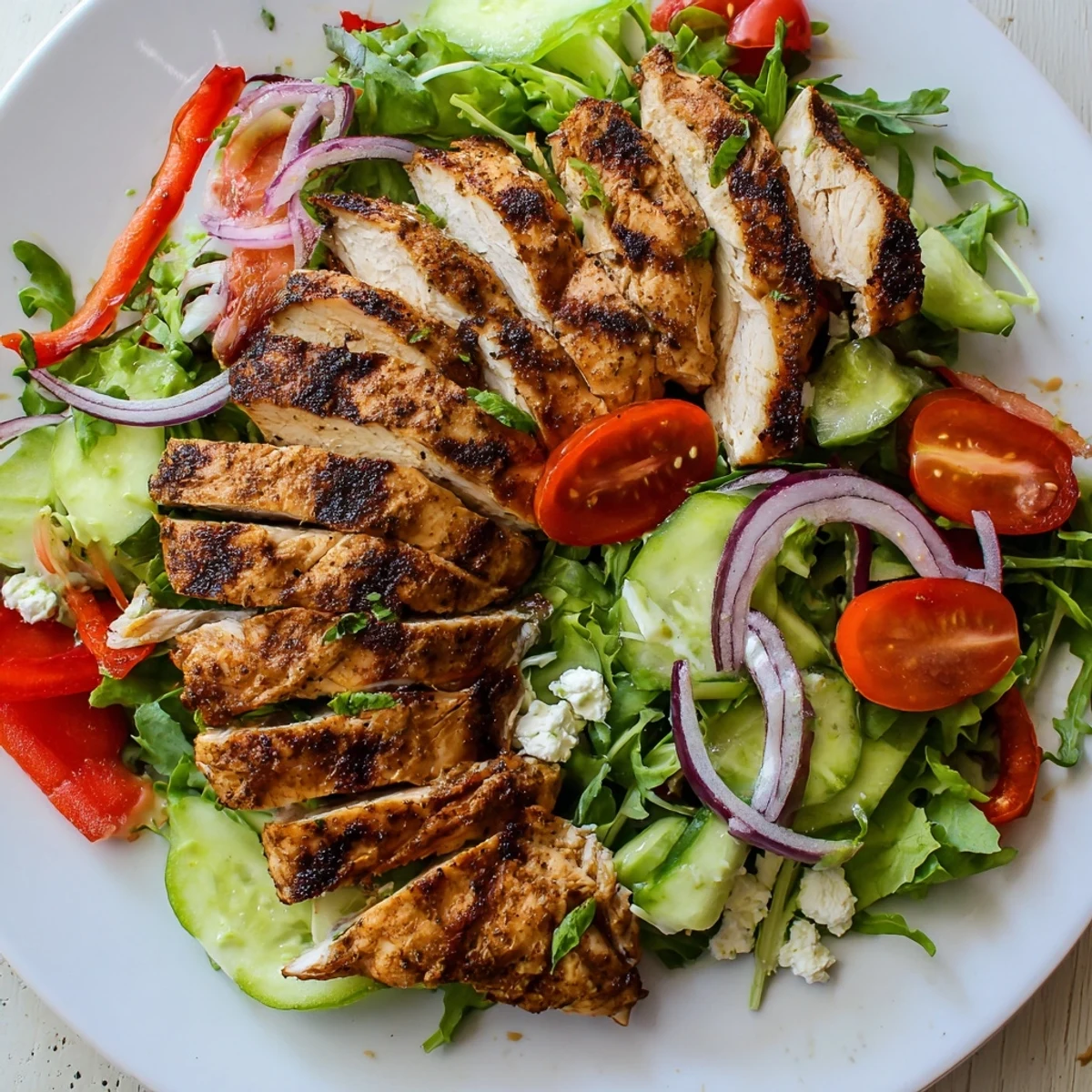 Grilled Chicken Salad Avocado Herb Dressing Recipe with charred chicken, creamy lime avocado dressing