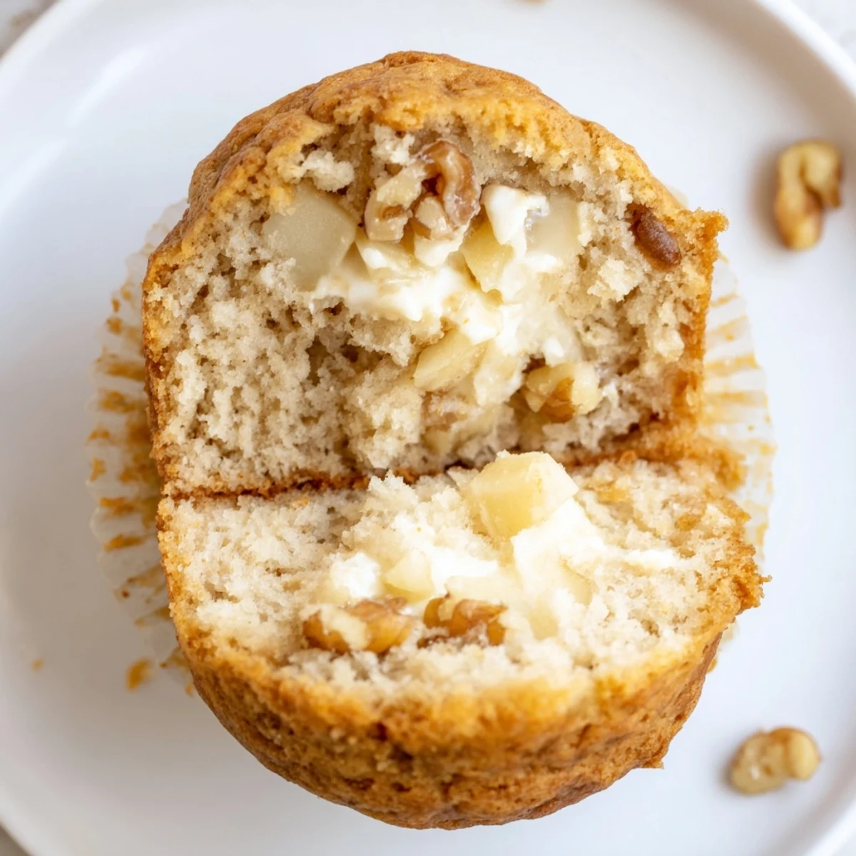 Healthy Apple Cinnamon Greek Yogurt Muffins served warm with honey drizzle
