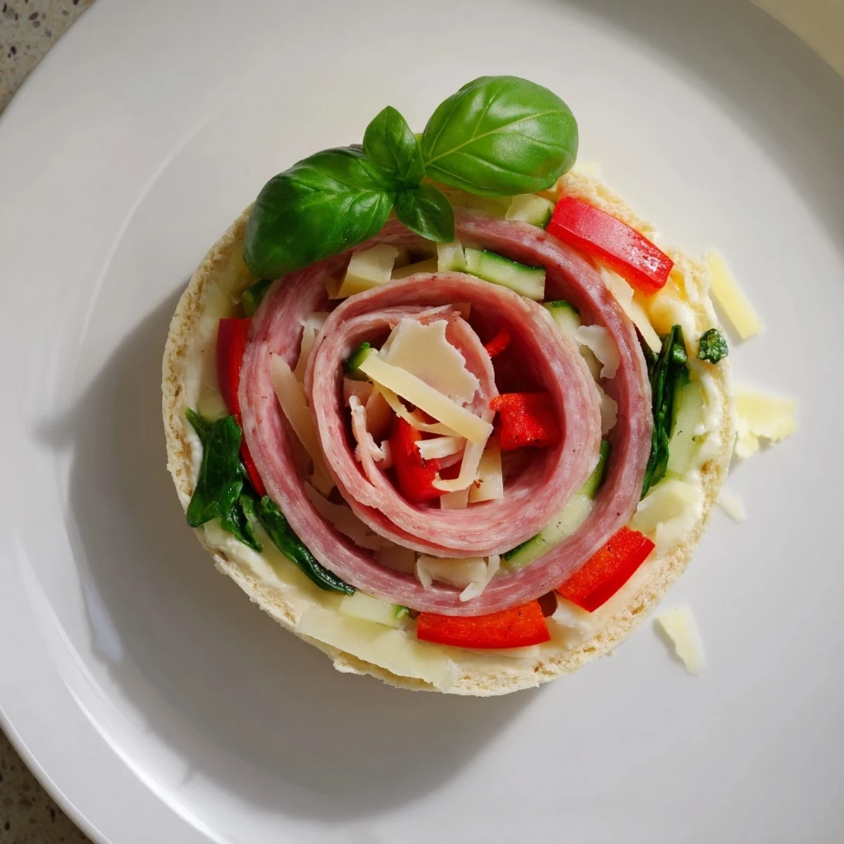 Chilled Italian Pinwheel Sandwiches with savory salami, provolone, and fresh basil