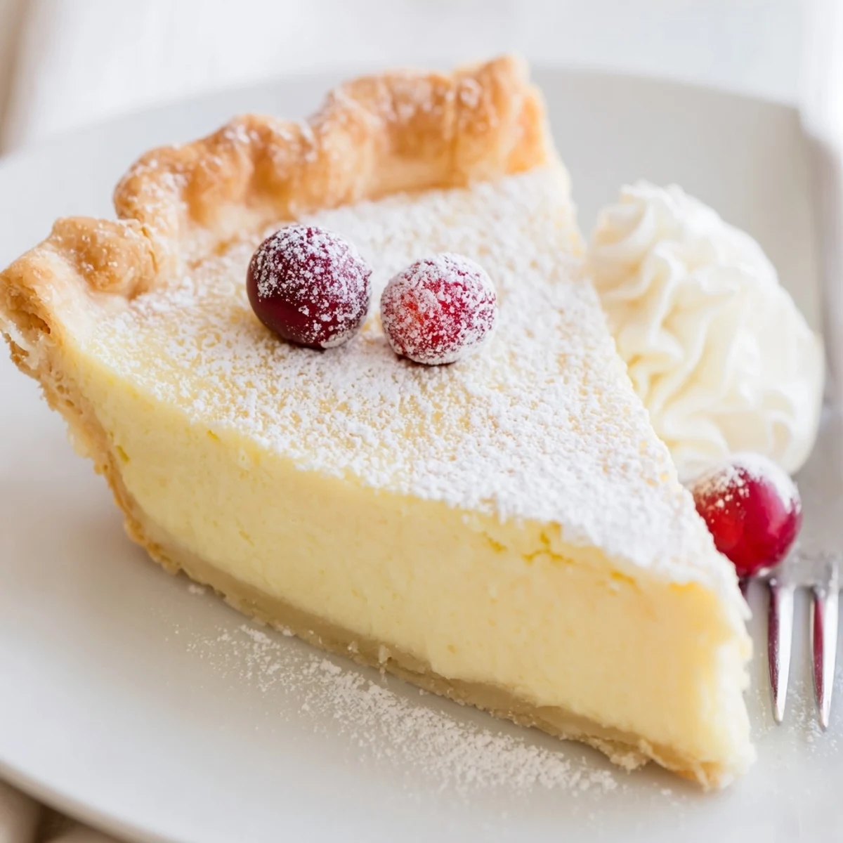 Warm, glossy Christmas Eve Custard Pie With Cinnamon Vanilla cooling on rack