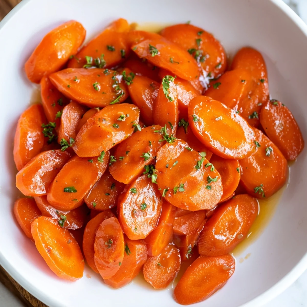 Warm Glazed Carrots with honey-butter gloss, sweet and tender holiday side
