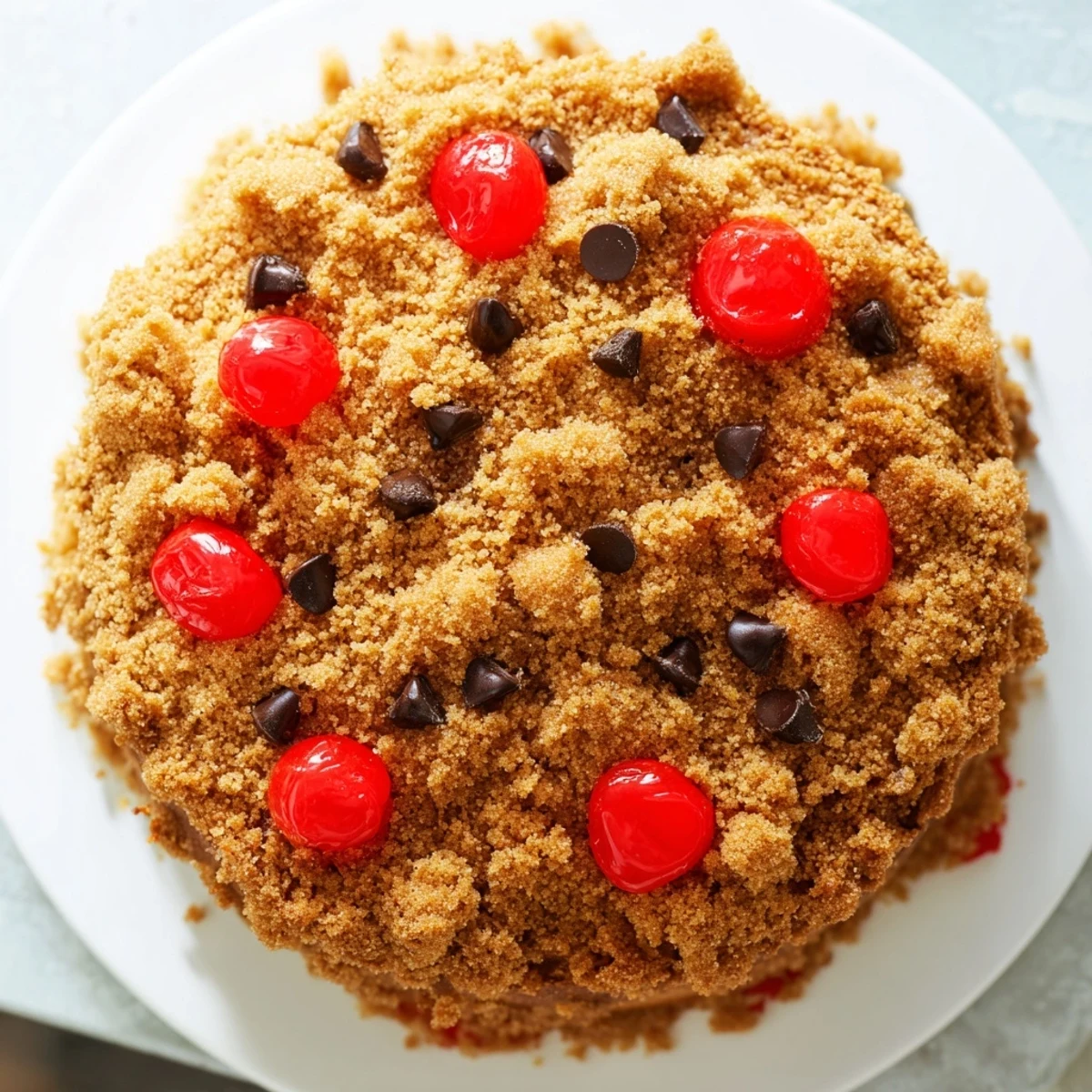 Golden banana split dump cake baked with bubbling fruit and melted butter topping