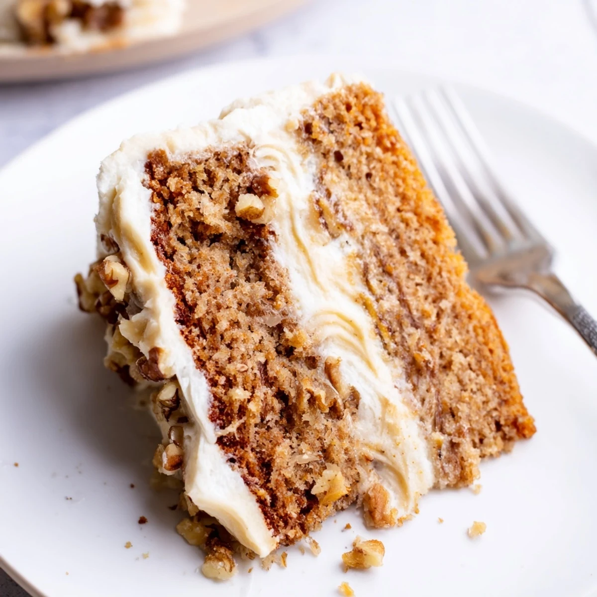 Slice of Moist Banana Cake beside coffee, tender crumb and sweet banana aroma.