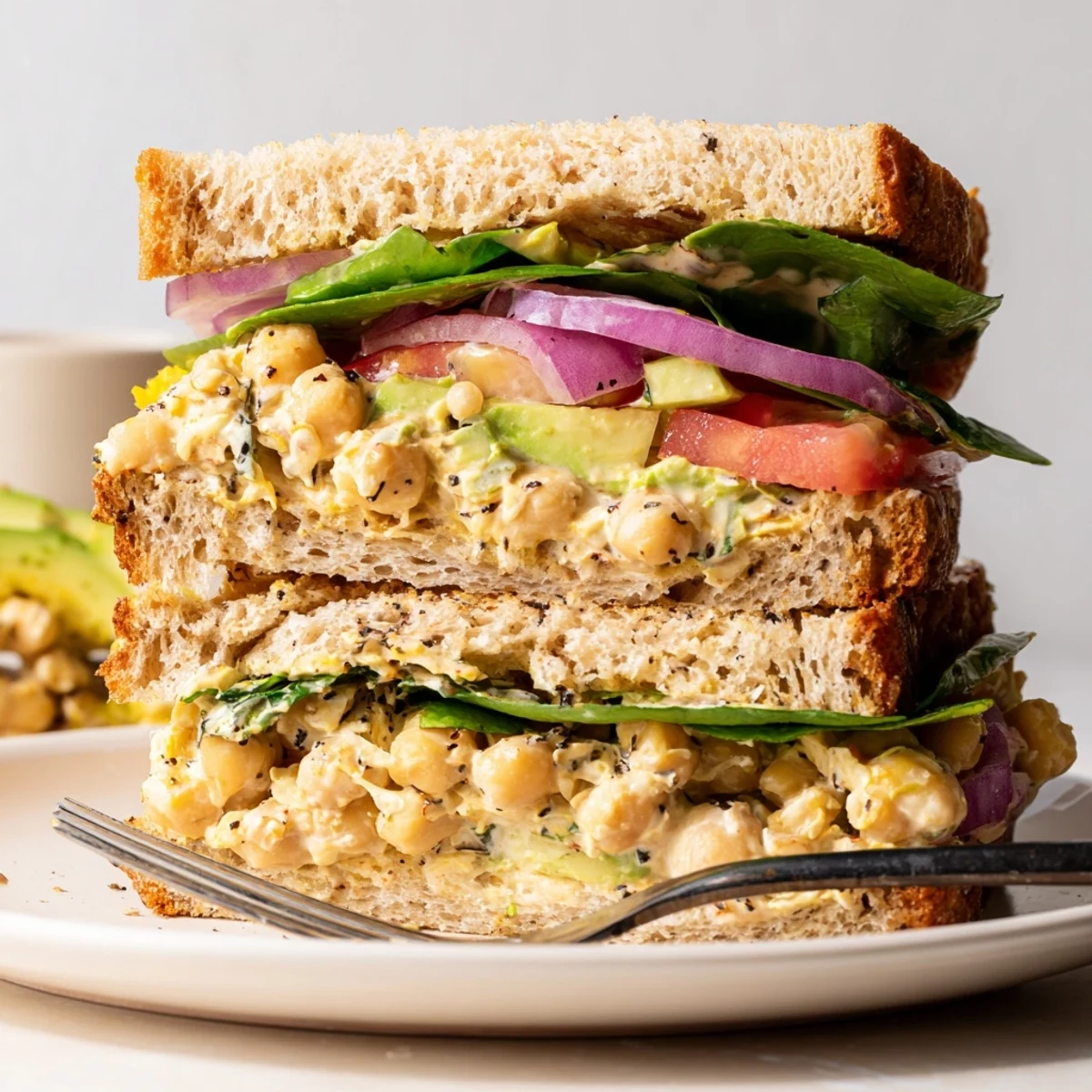 Quick Smoky Chickpea Sandwich served warm, optional avocado and hot sauce.