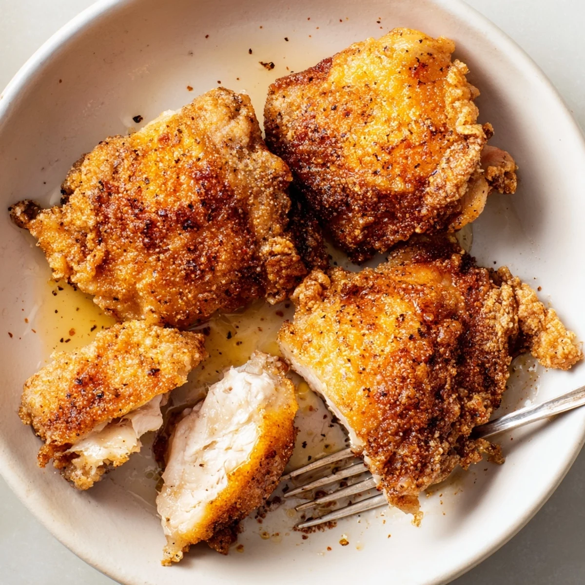 Golden Spicy Honey Butter Fried Chicken tossed in buttery glaze, juicy inside.