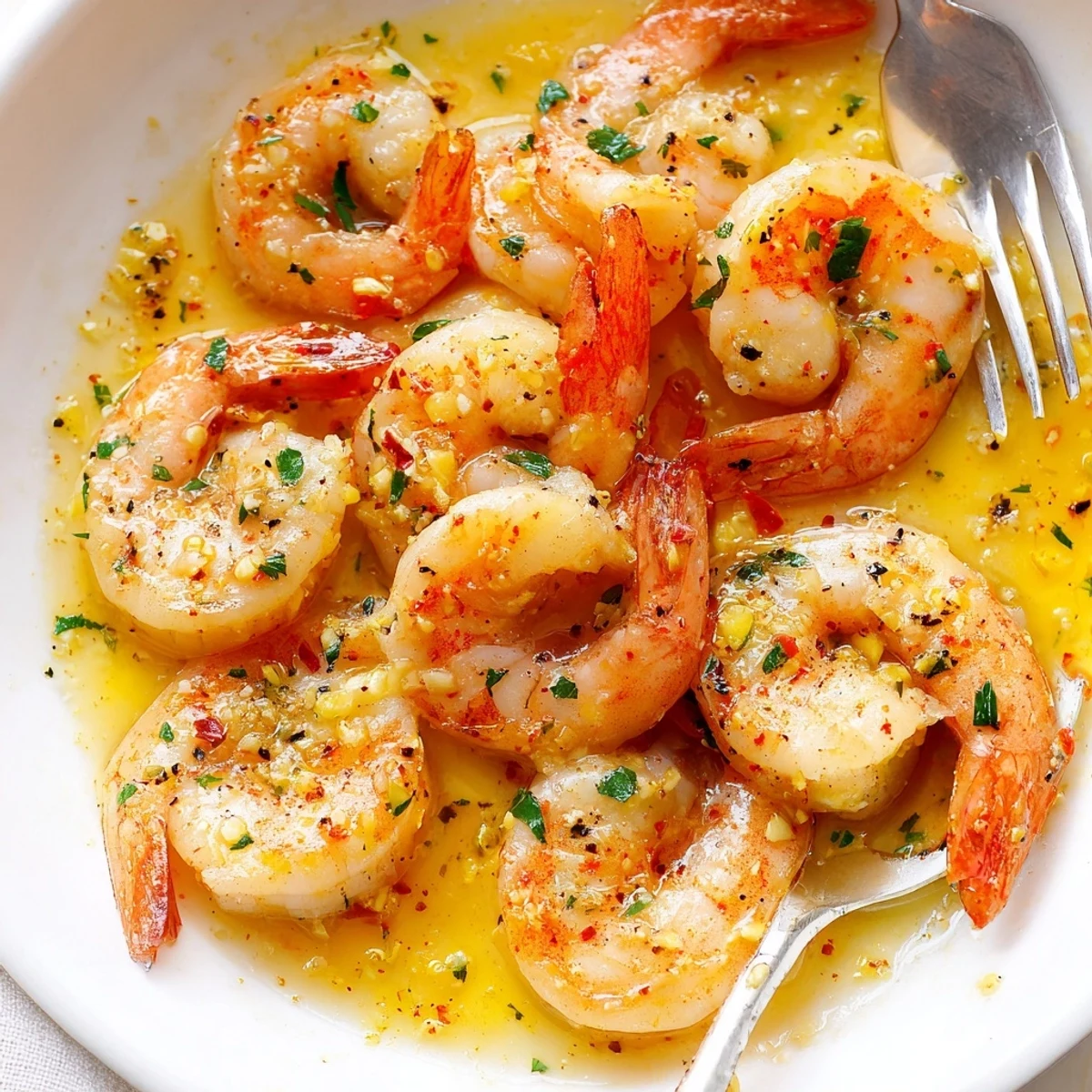 Sizzling buttered shrimp tossed in rich garlic butter and finished with chopped parsley